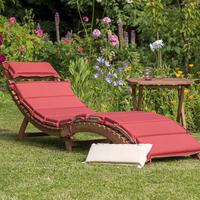 Vrtni Ležalnik Ipanema, Masivno - rdeča/krem barve, Romantika, tekstil/les (178/54/70cm) - Gardenson