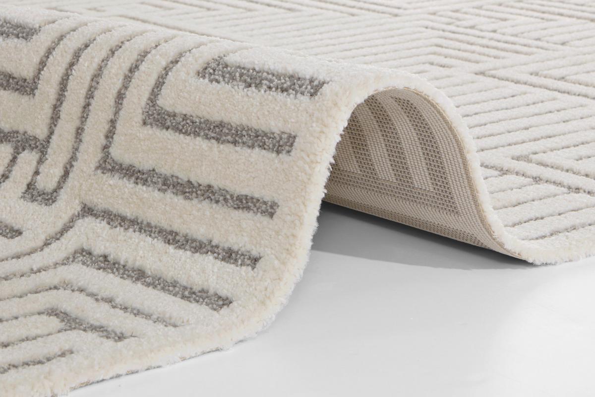 Hochflorteppich Manipu Creme/Grau ca. 80x150cm - Creme/Grau, Basics, Kunststoff (80/150cm)