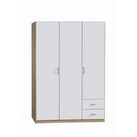 Omara S Klasičnimi Vrati Case, Bela, Barva Hrasta - srebrne barve/bela, Konvencionalno, umetna masa/leseni material (136/197/54cm) - Boxxx