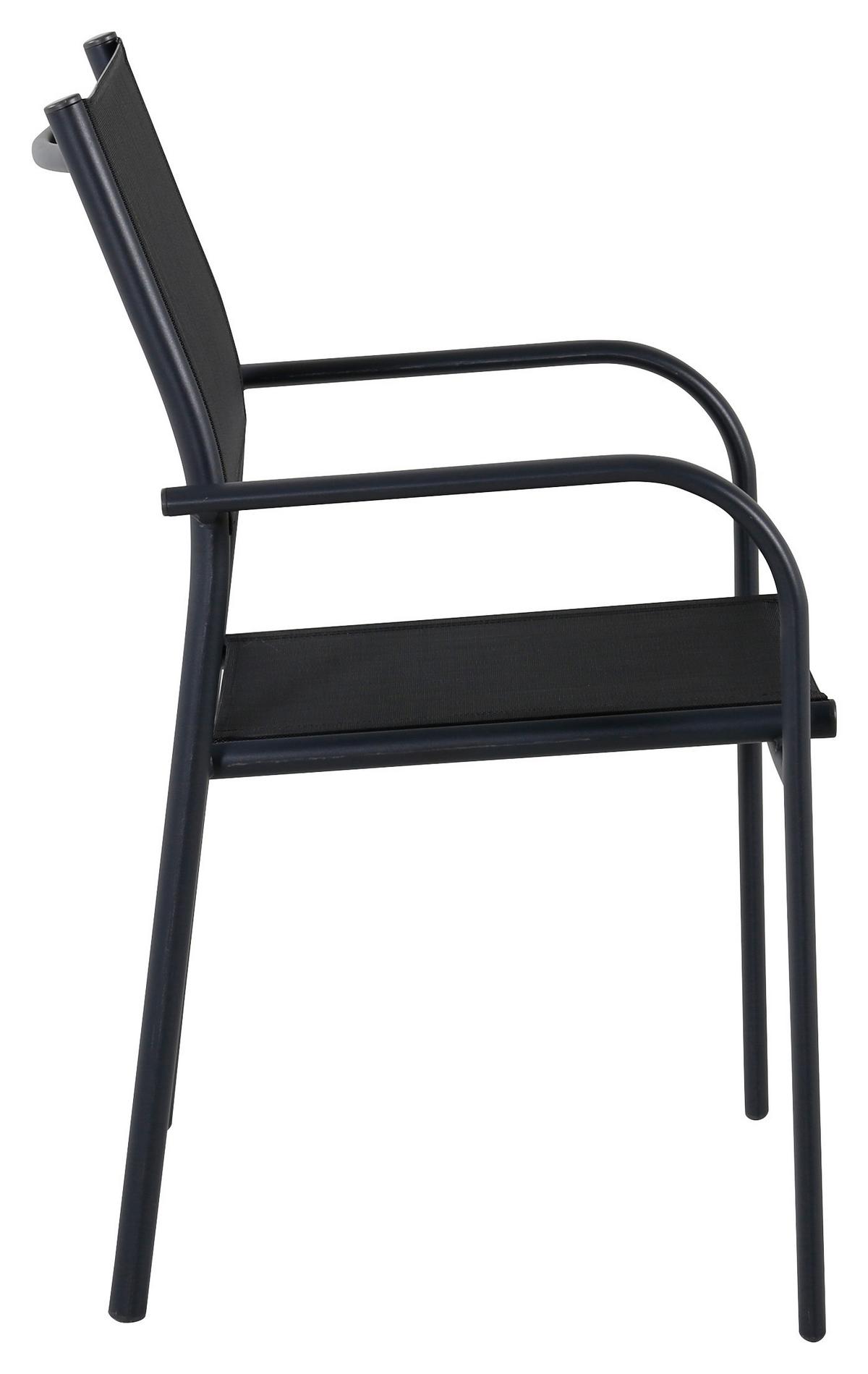 Stapelsessel 2er-Set Santorini ca. 56x90x55 cm Schwarz - Schwarz, KONVENTIONELL, Metall (56/90/55cm) - Gardenson