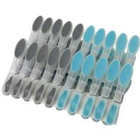 Wäscheklammern Soft in Grau/Türkis, 20 Stück - Türkis/Grau, Kunststoff/Metall - Mömax