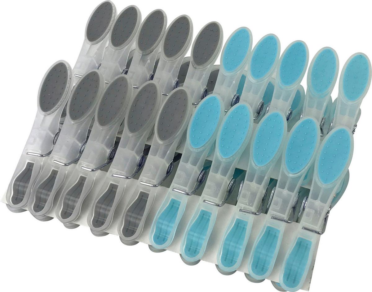 Wäscheklammern Soft in Grau/Türkis, 20 Stück - Türkis/Grau, Kunststoff/Metall - Mömax