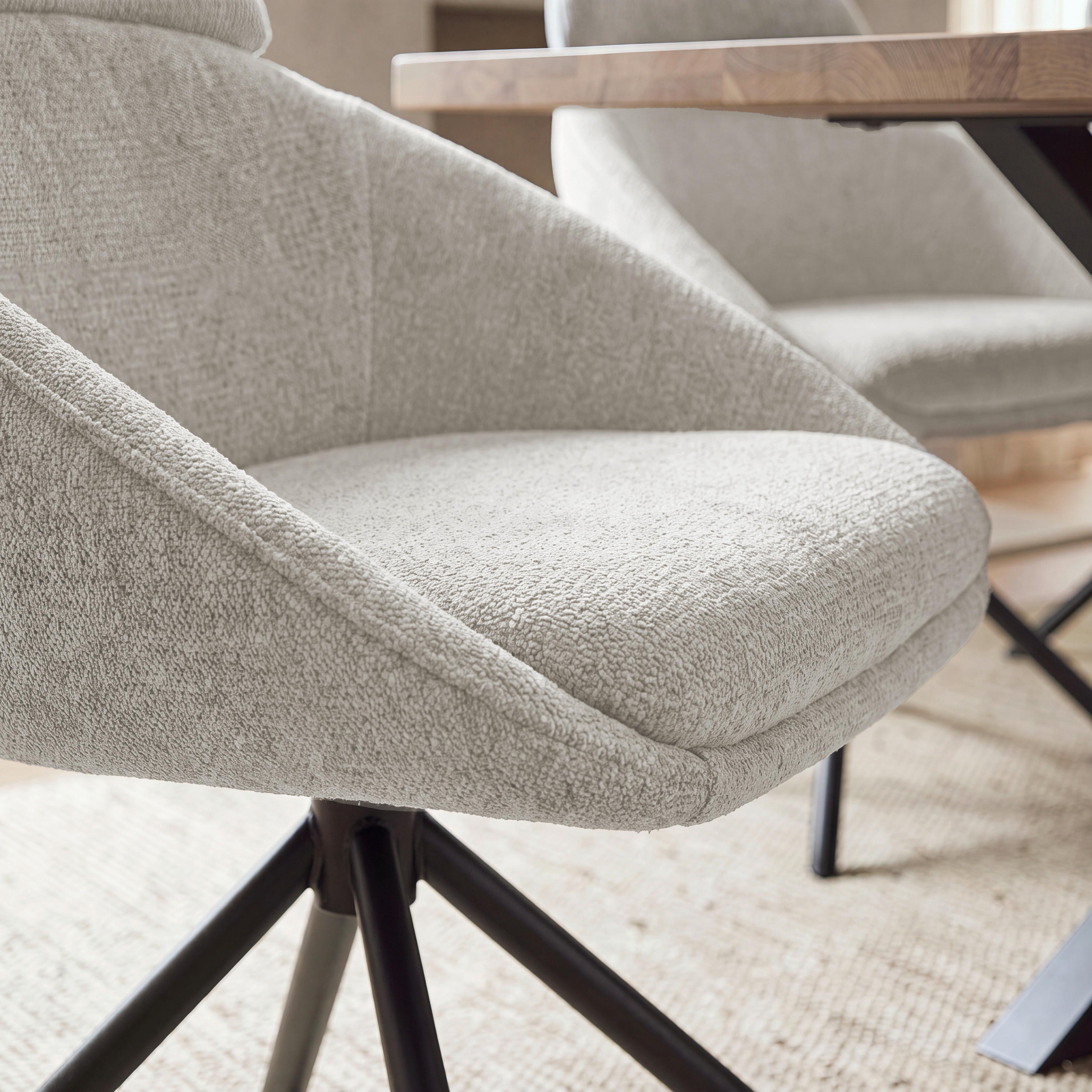 STOL MED ARMSTÖD MAIRA - ljusgrå/svart, Modern, metall/textil (59,5/93/66cm) - Bessagi Home