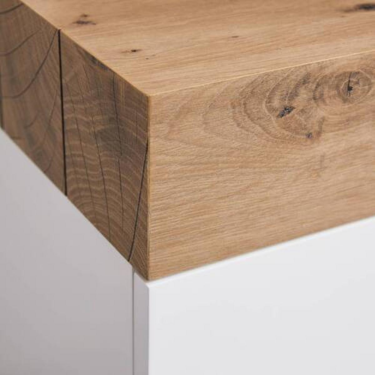 Schuhkipper Cara Weiß/Eichefarben MDF - Eichefarben/Weiß, MODERN (60/45/40cm) - Bessagi Home