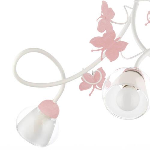 Kinderhängeleuchte Butterfly Weiß/Pink max. 6 Watt - Pink/Weiß, Basics, Glas/Metall (65/80cm)