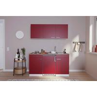 Miniküche Economy m. Geräten Rot B: ca. 150 cm - Edelstahlfarben/Rot, Basics, Holzwerkstoff/Kunststoff (150cm) - Respekta