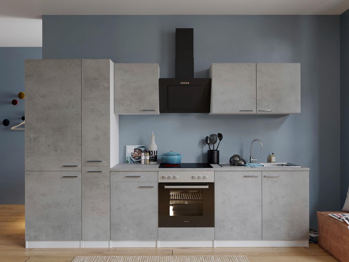 Kuhinjski Blok Z Aparati Malia, 300cm - barve nerjavečega jekla/siva, Basics, kovina/leseni material (300cm) - Respekta