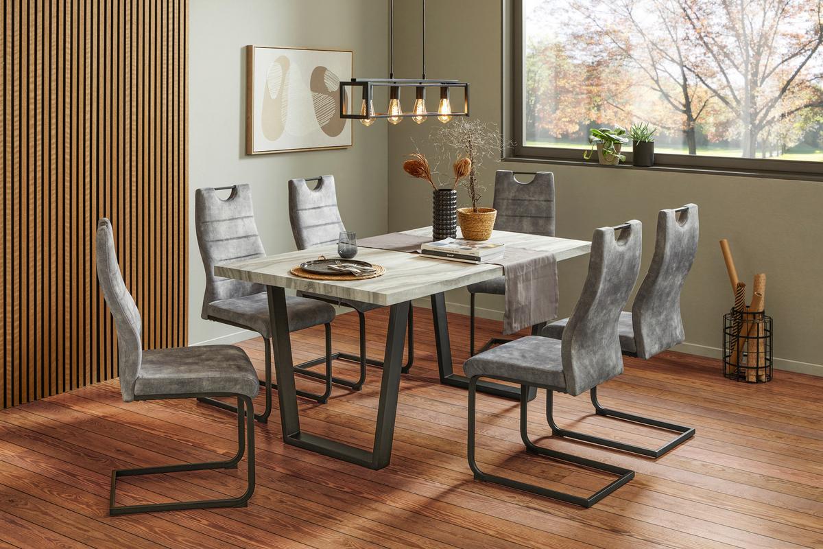Set cu masa si scaune MELBOURNE - negru/gri, Modern, metal/textil (160/75/90cm) - Based