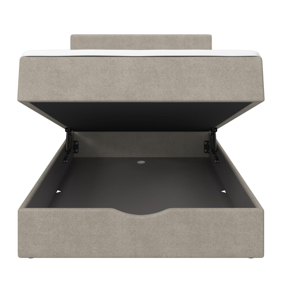 Boxbett Ace ca. 120x200 cm Beige intgr. Topper - Beige/Schwarz, MODERN, Holz/Kunststoff (120/200cm) - Bessagi Home