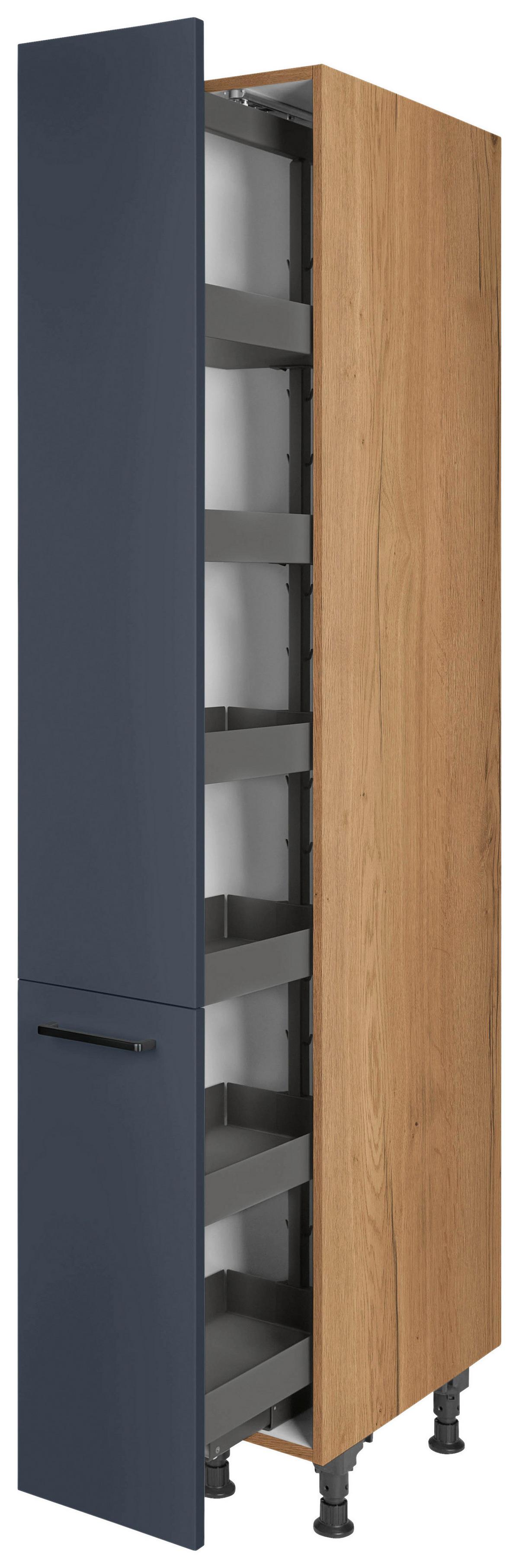 Apothekerschrank Easytouch Blau - Blau/Eichefarben, MODERN, Holzwerkstoff/Metall (30/216,6/58cm) - Nobilia