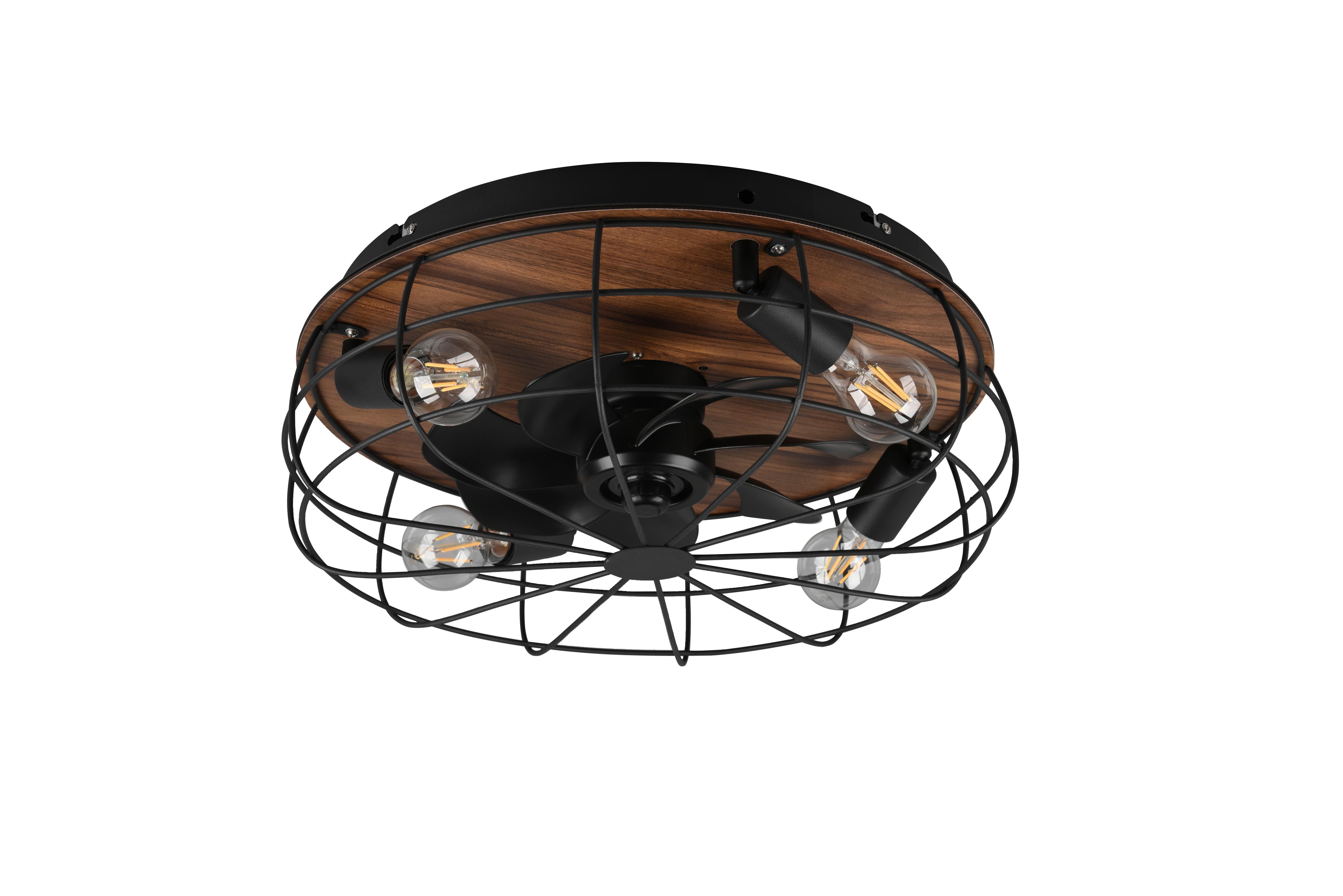 Deckenleuchte Schwarz max. 10 Watt - Schwarz/Braun, LIFESTYLE, Holz/Kunststoff (48,5/48,5/17,5cm)