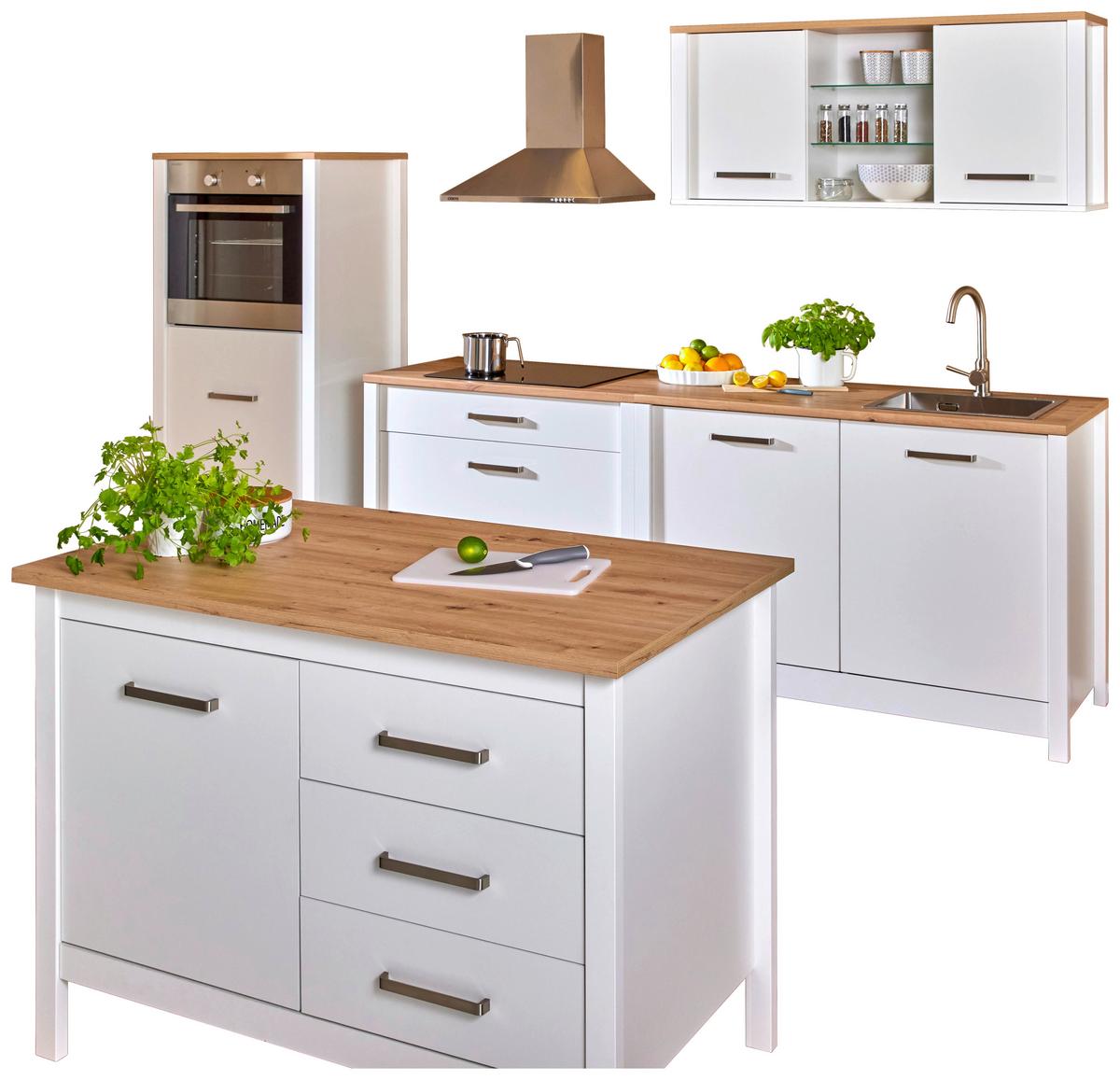 Kücheninsel Sicilia Weiß - Silberfarben/Weiß, ROMANTIK / LANDHAUS, Holzwerkstoff/Metall (124/91/75cm) - Mömax