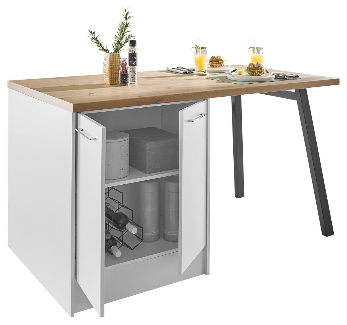 Konyhasziget Turin 150 White - krómszínű/Artisan tölgy, Trend, faalapú anyag/fém (150/91/90cm) - MID.YOU