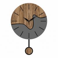 ZEGAR ŚCIENNY VLNT109 - szary/brązowy, Lifestyle, materiał drewnopochodny (39/48/0,35cm)