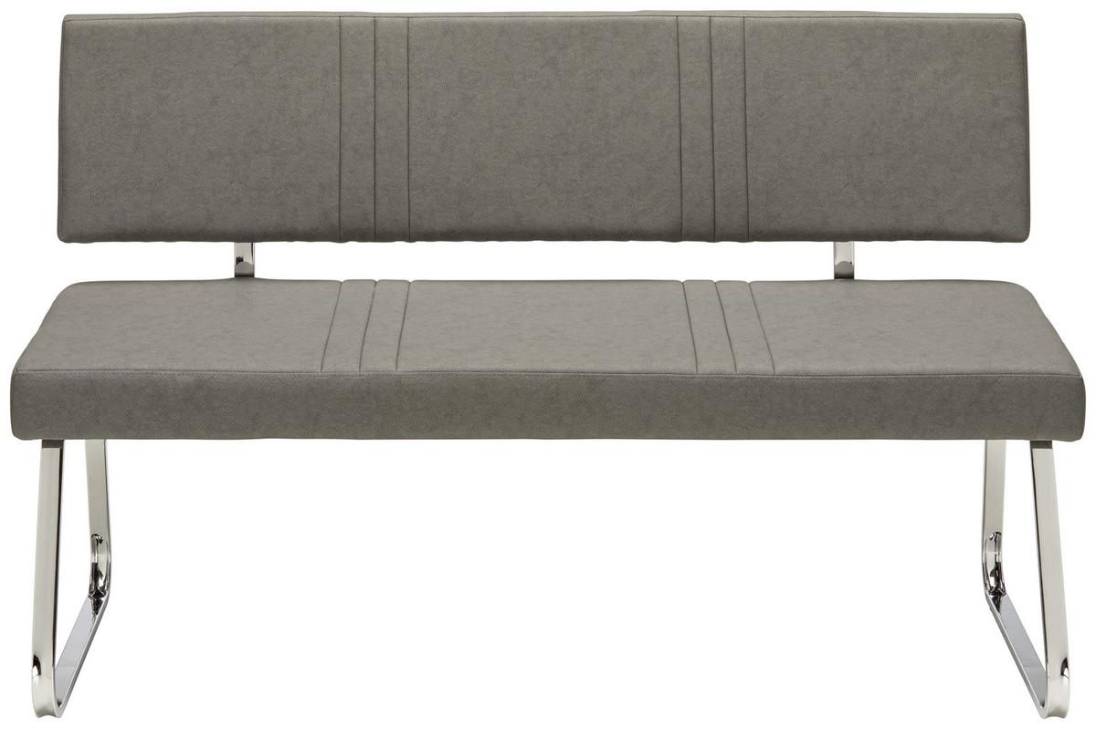 banc in Grau - gris/couleur chromée, Modern, métal/textile (140/84,5/57cm) - Mömax