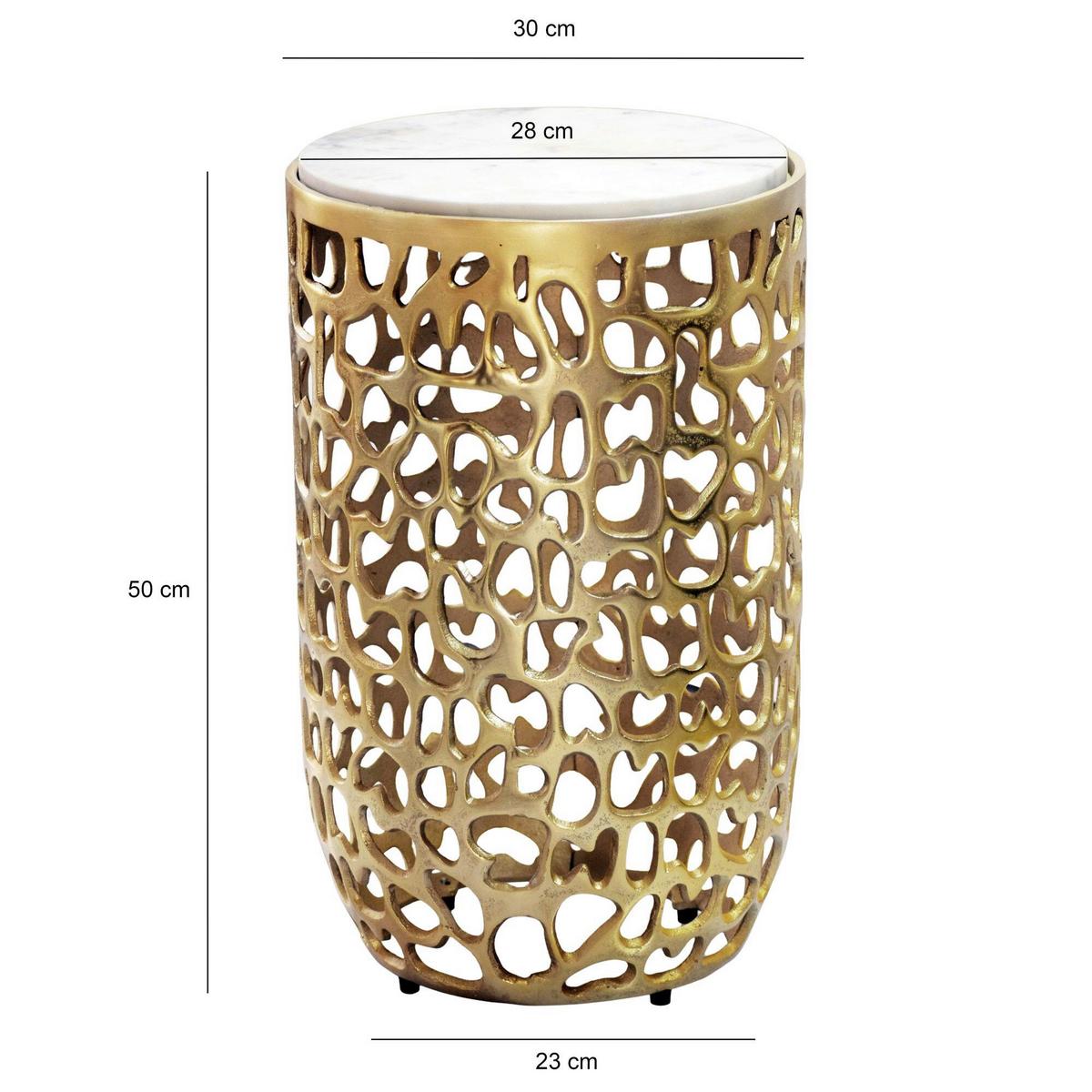 BEISTELLTISCH WL7.524 - Goldfarben, Design, Stein/Metall (30/50/30cm) - Livetastic