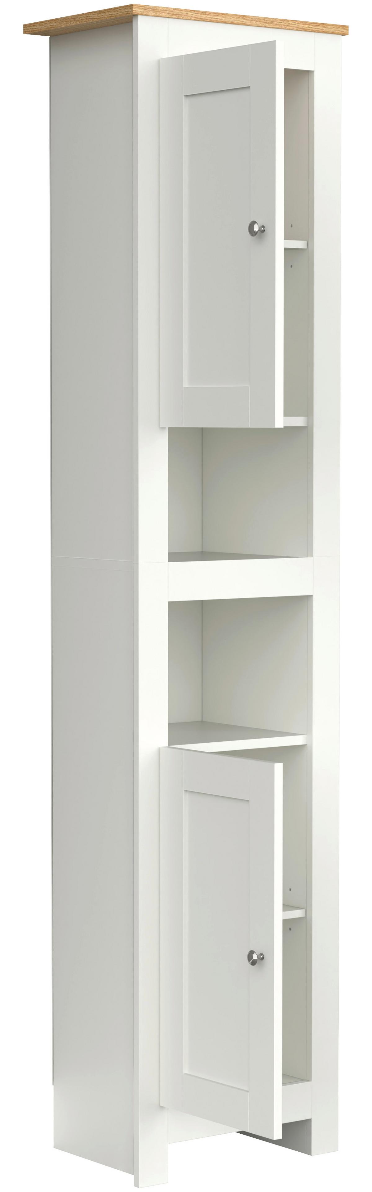 Hochschrank Balusa ca. 42x180 cm Weiß/Eiche - Eichefarben/Silberfarben, MODERN, Holzwerkstoff (42/180/30cm) - MID.YOU