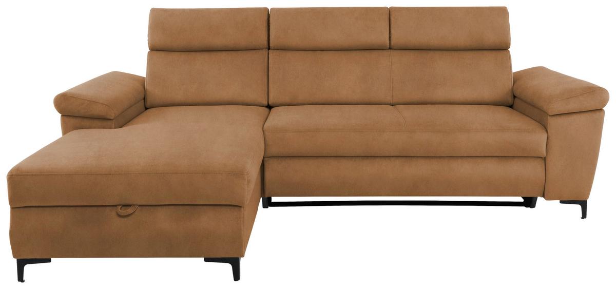 Sedežna Garnitura Santi, Oranžna, Ležišče, Predal - črna/oranžna, Moderno, kovina/tekstil (176/258cm) - Modern Living