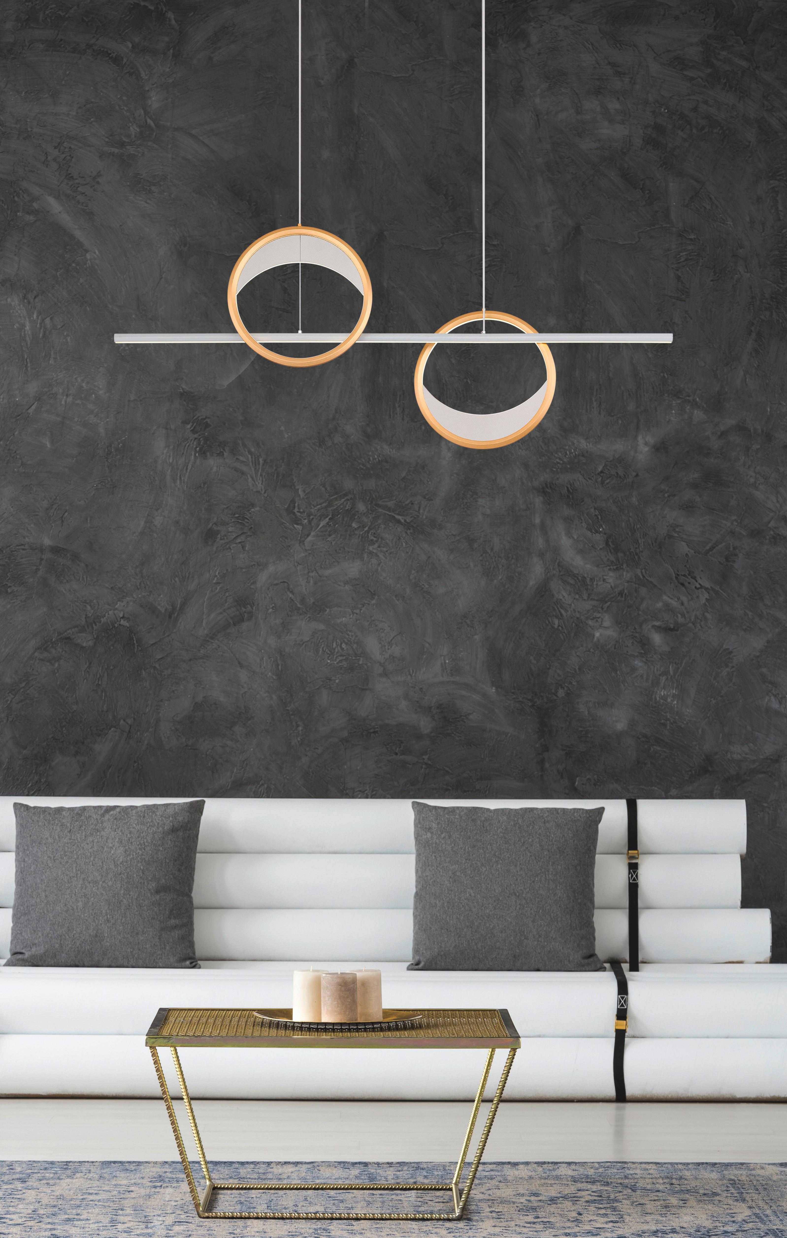 LED-Hängeleuchte Umbra Silber-/Goldfarben max. 40 W - Klar/Silberfarben, Design, Kunststoff/Metall (120,4/10,5/120cm) - Globo