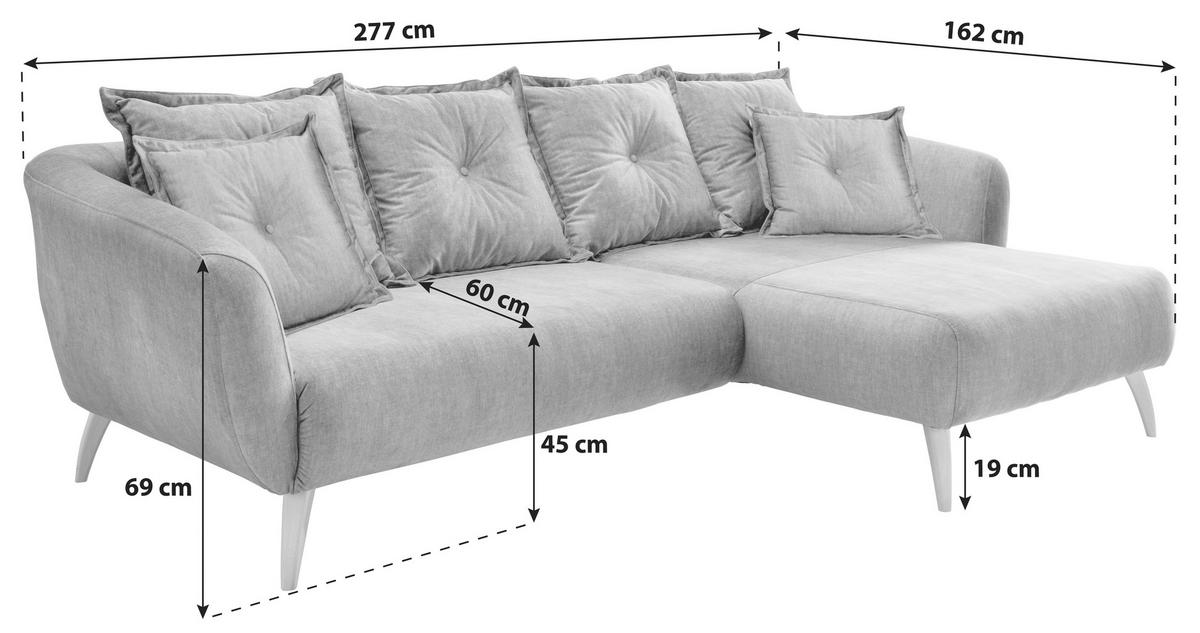 Wohnlandschaft Baggio Koralle Velours - Koralle/Buchefarben, MODERN, Holz/Textil (277/162cm) - Livetastic