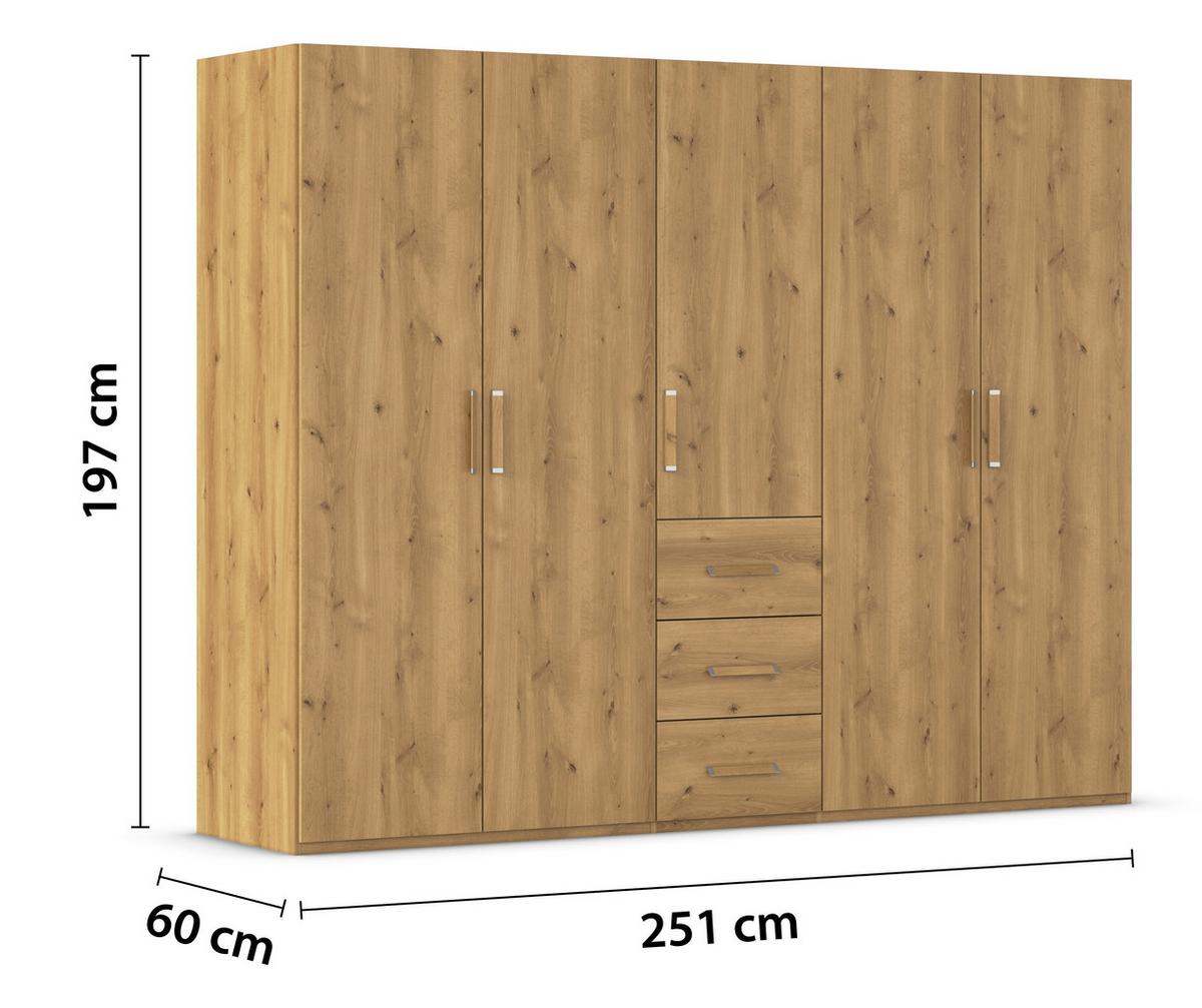Omara S Klasičnimi Vrati Evelyn, Barva Hrasta - barve hrasta, Design, umetna masa/leseni material (251/197/60cm) - Novel
