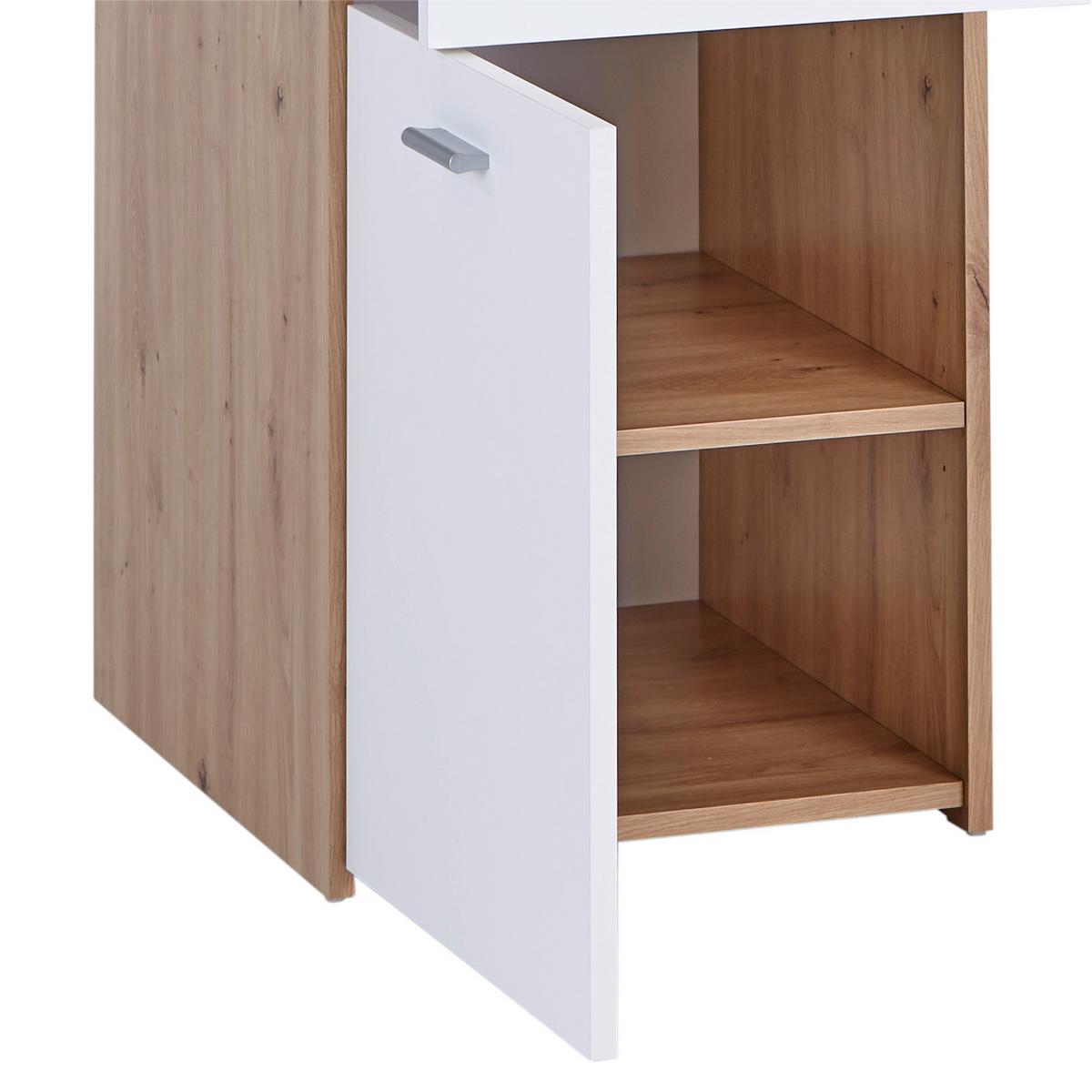 Pisalna Miza Simon, Bela, Barva Hrasta - bela/barve aluminija, Moderno, umetna masa/leseni material (120/75,5/60cm) - Mömax