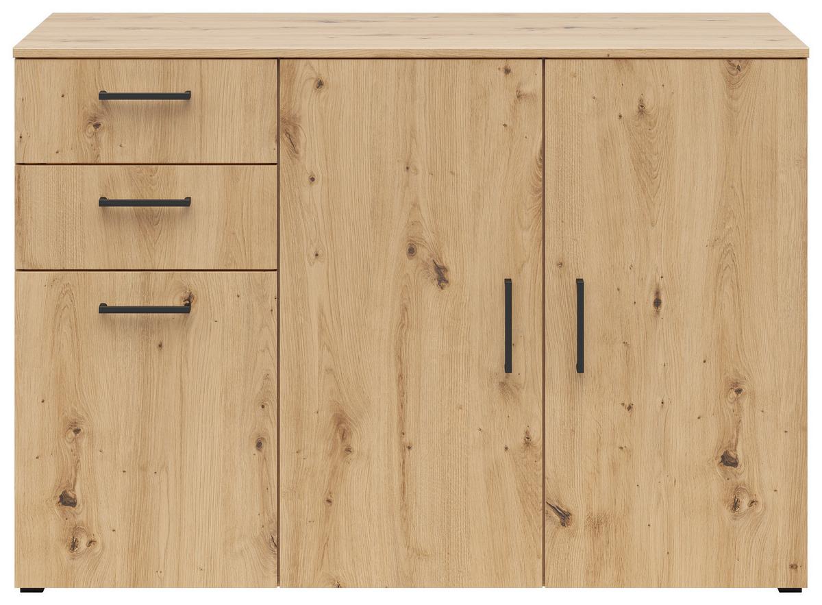 Kommode Multistauraum Eiche Artisan - Anthrazit/Schwarz, Modern, Holzwerkstoff/Kunststoff (120/83/52cm) - Premium Living