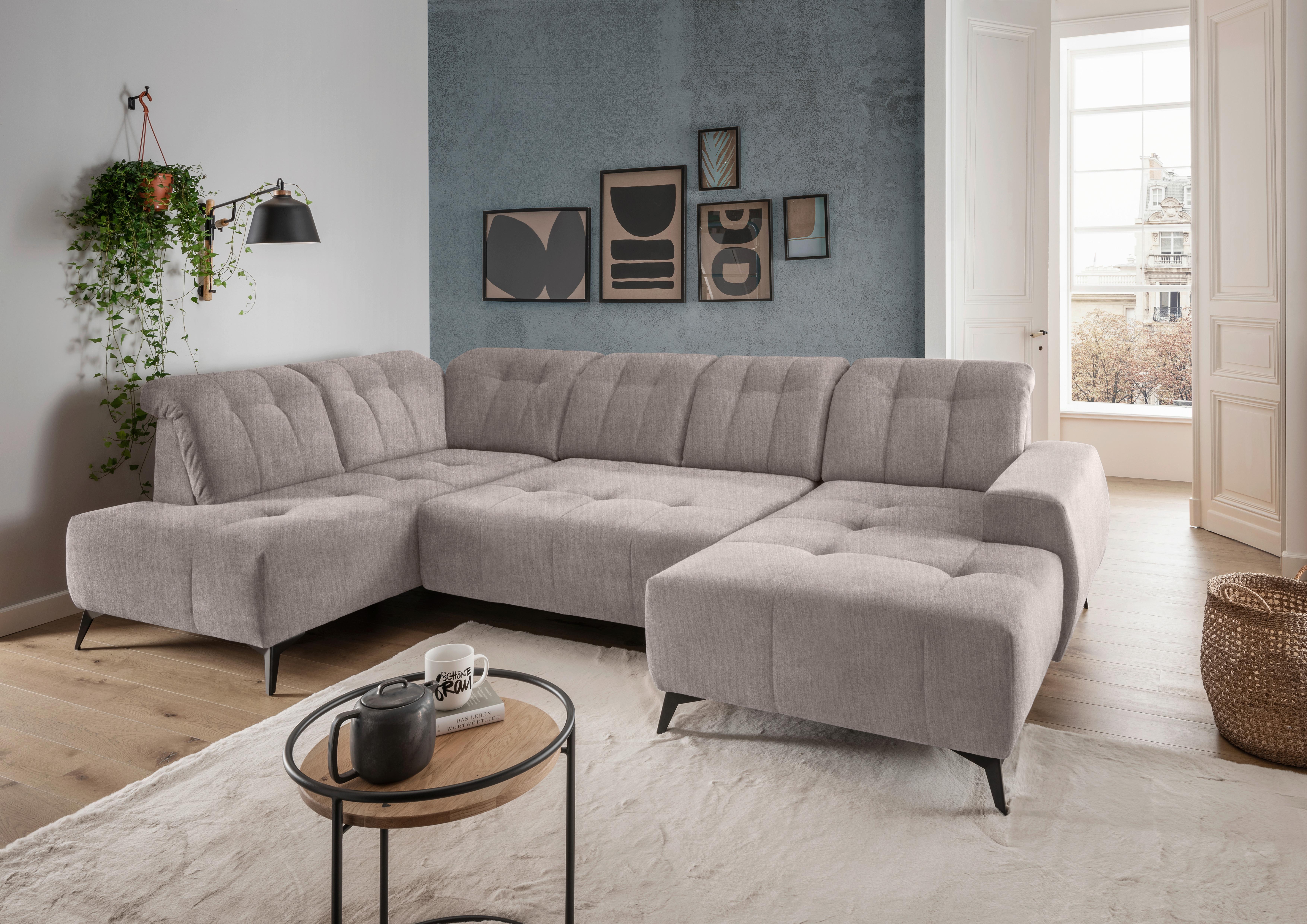 WOHNLANDSCHAFT SANO - Taupe/Schwarz, MODERN, Textil/Metall (200/337/180cm) - Livetastic