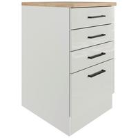 Schubkastenunterschrank in Lichtgrau glänzend - Schwarz/Grau, MODERN, Holzwerkstoff/Metall (50/86/60cm) - FlexWell