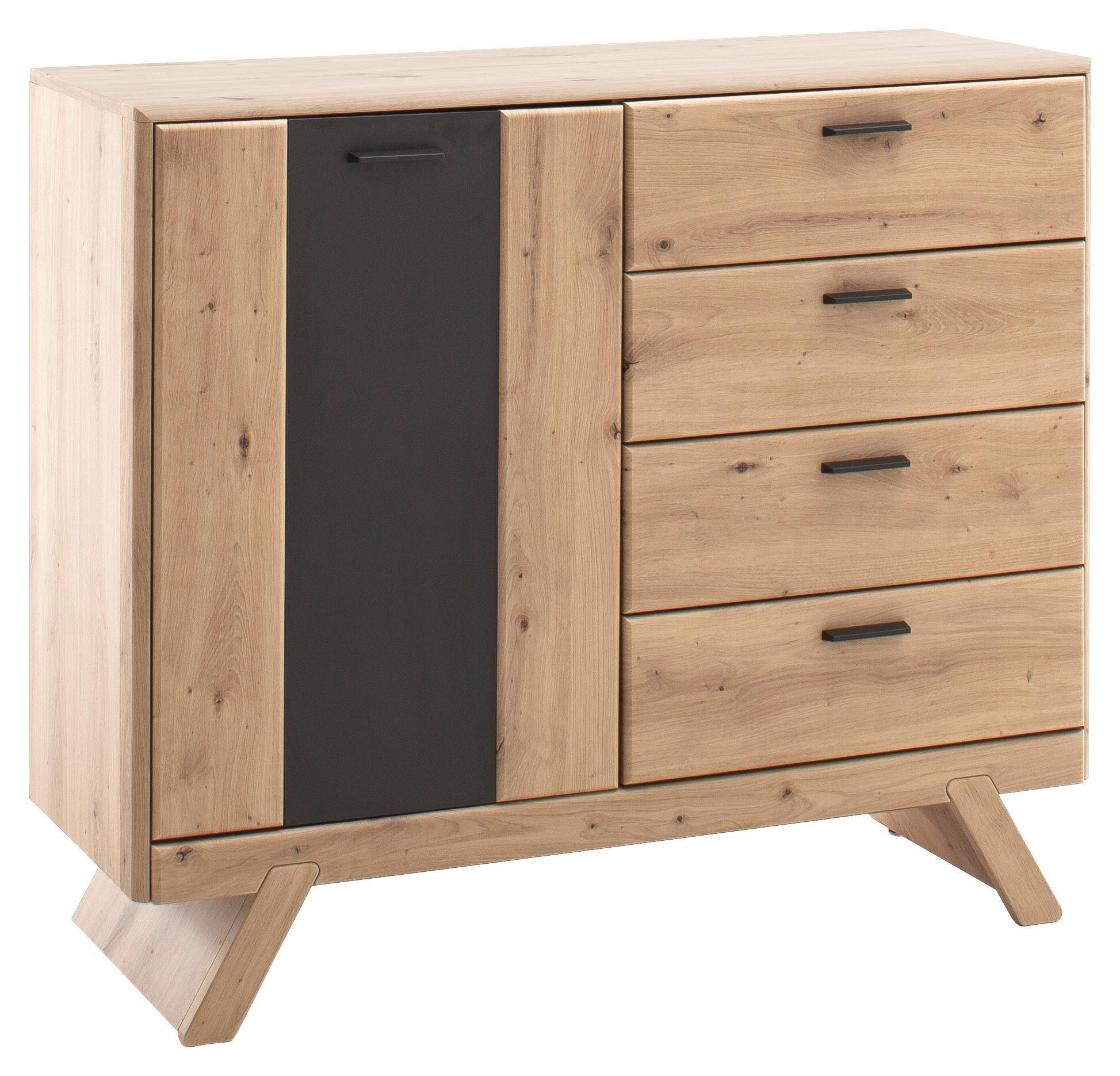 Sideboard Calais Grau/Eichefarben - Eichefarben/Anthrazit, Modern, Holzwerkstoff/Metall (119/103/44cm) - Premium Living