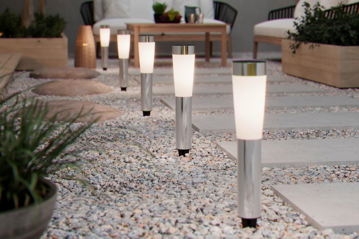 Solarleuchte Action Edelstahlfarben max. 0,12 Watt - Edelstahlfarben, ROMANTIK / LANDHAUS, Kunststoff/Metall (7,5/55,5cm) - Mömax