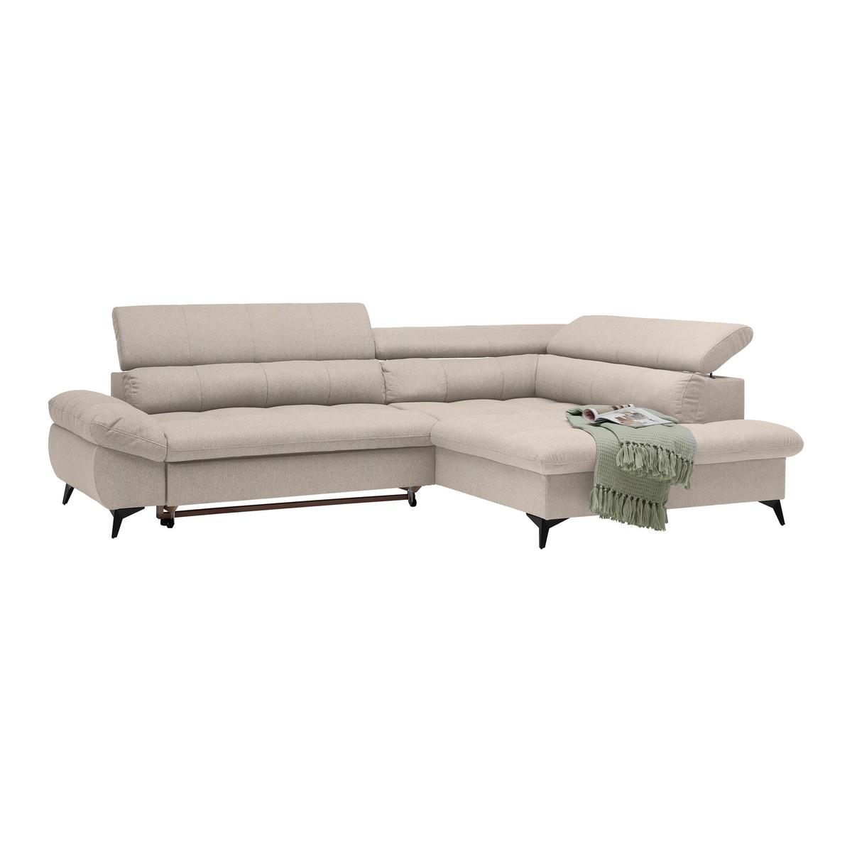 Wohnlandschaft Alberto Beige - Beige/Schwarz, MODERN, Textil/Metall (296/201cm) - Mömax