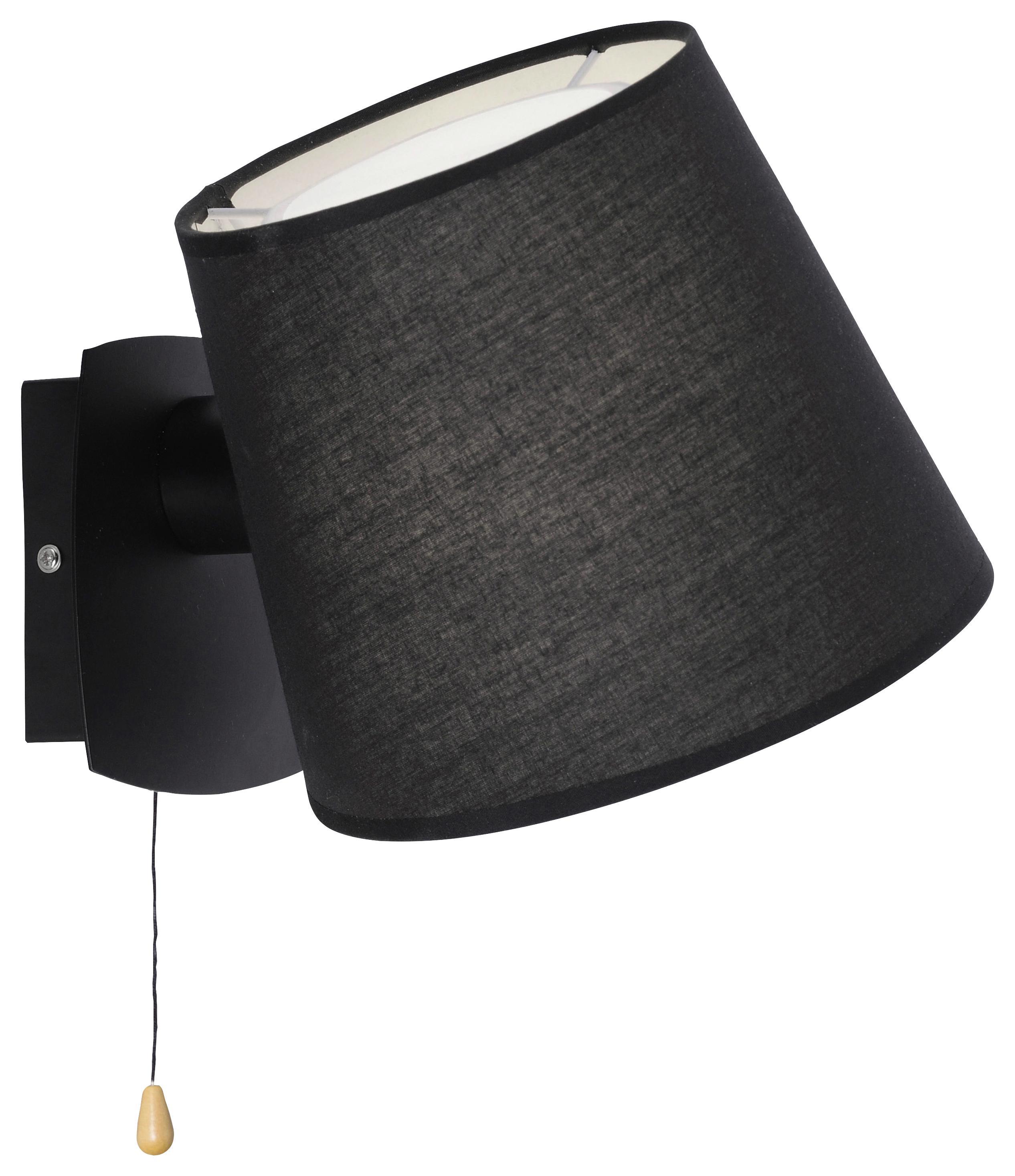 Wandleuchte Miriam max. 60 Watt - Schwarz, Textil/Metall (23/20/26cm)