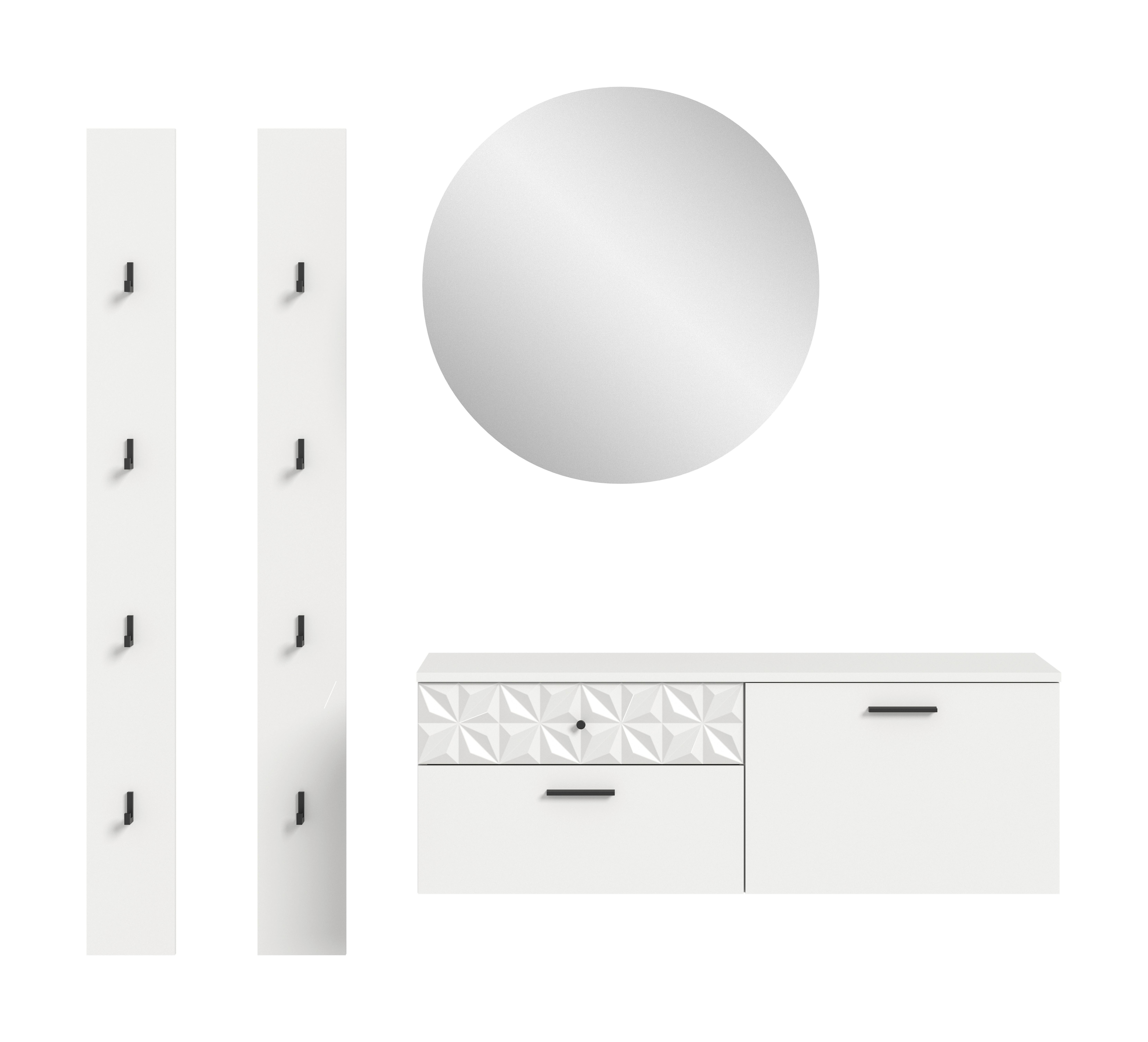 Predsoba Prisma, Bela, 4-Delna - bela, Design, steklo/leseni material (172/192/34cm) - MID.YOU