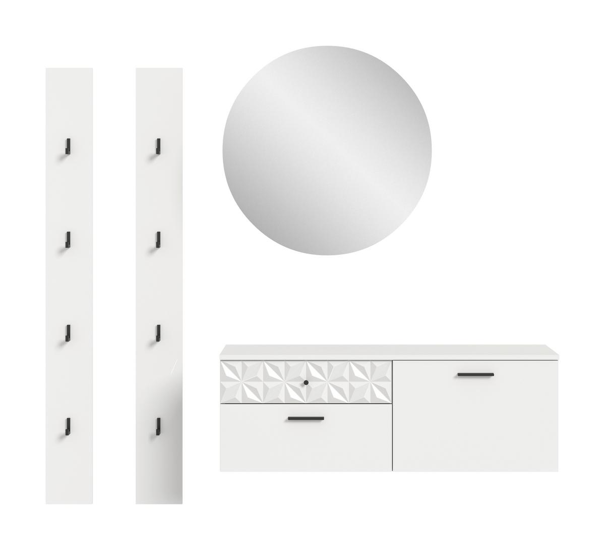 Serija Predsoblja Prisma - bijela, Design, staklo/drvni materijal (172/192/34cm) - Modern Living