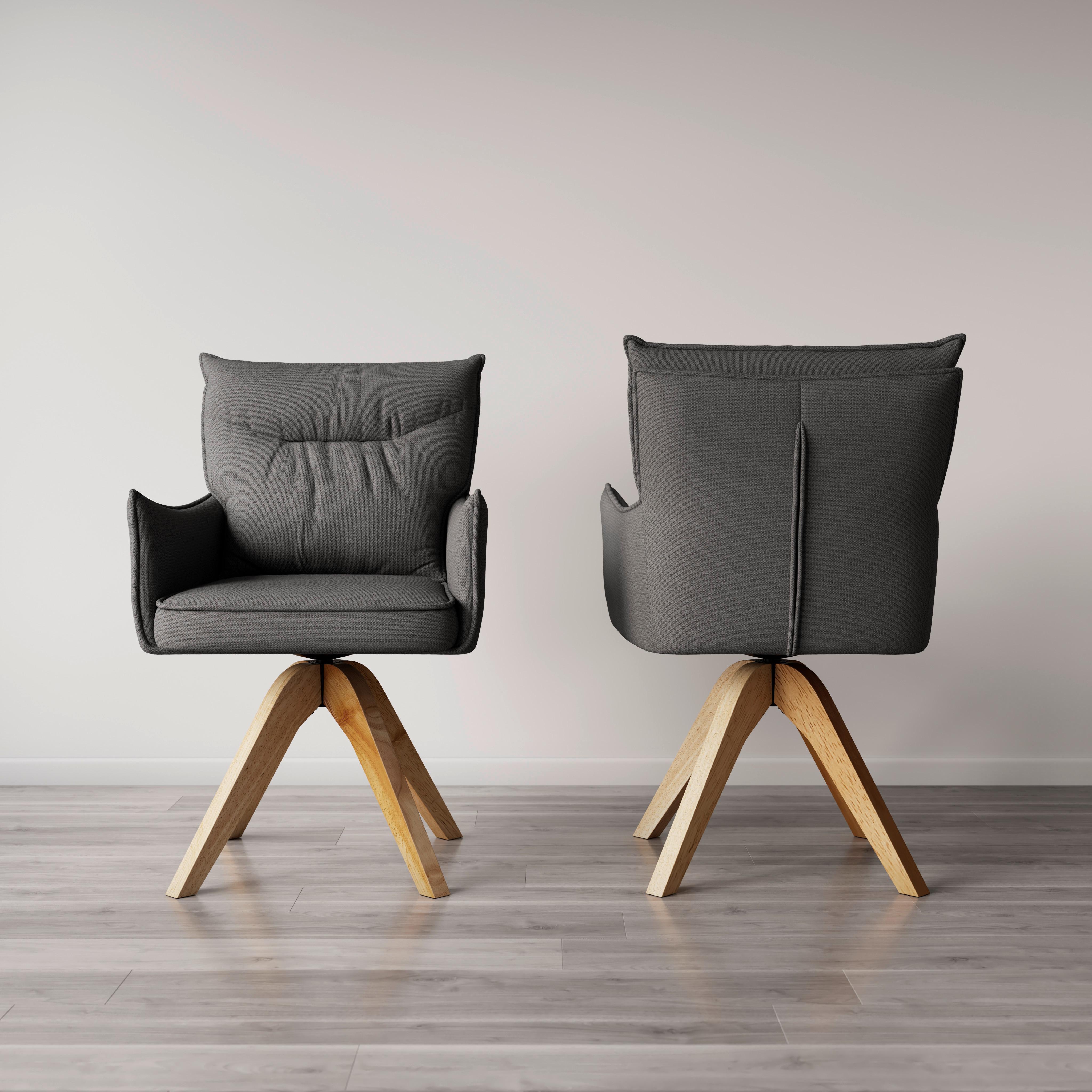 STOL MED ARMSTÖD LORELEI - grå/naturfärgad, Modern, trä/textil (58/87/63cm) - Bessagi Home