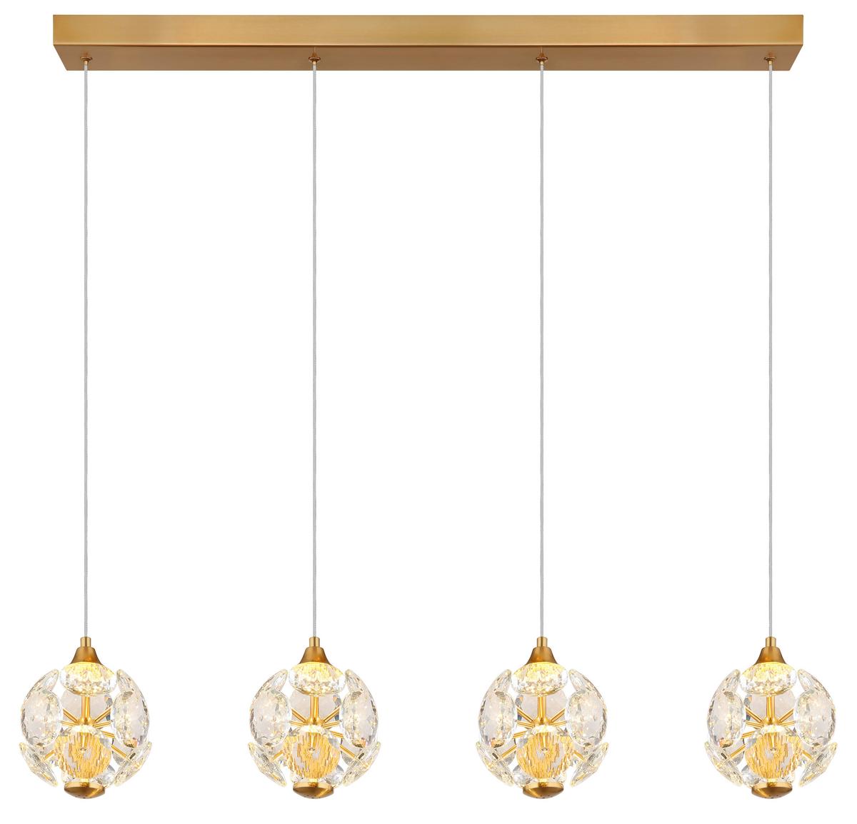 LED-HÄNGELEUCHTE 16047-4H VIRINA - Klar/Transparent, Konventionell, Glas/Kunststoff (93/15/150cm) - Globo