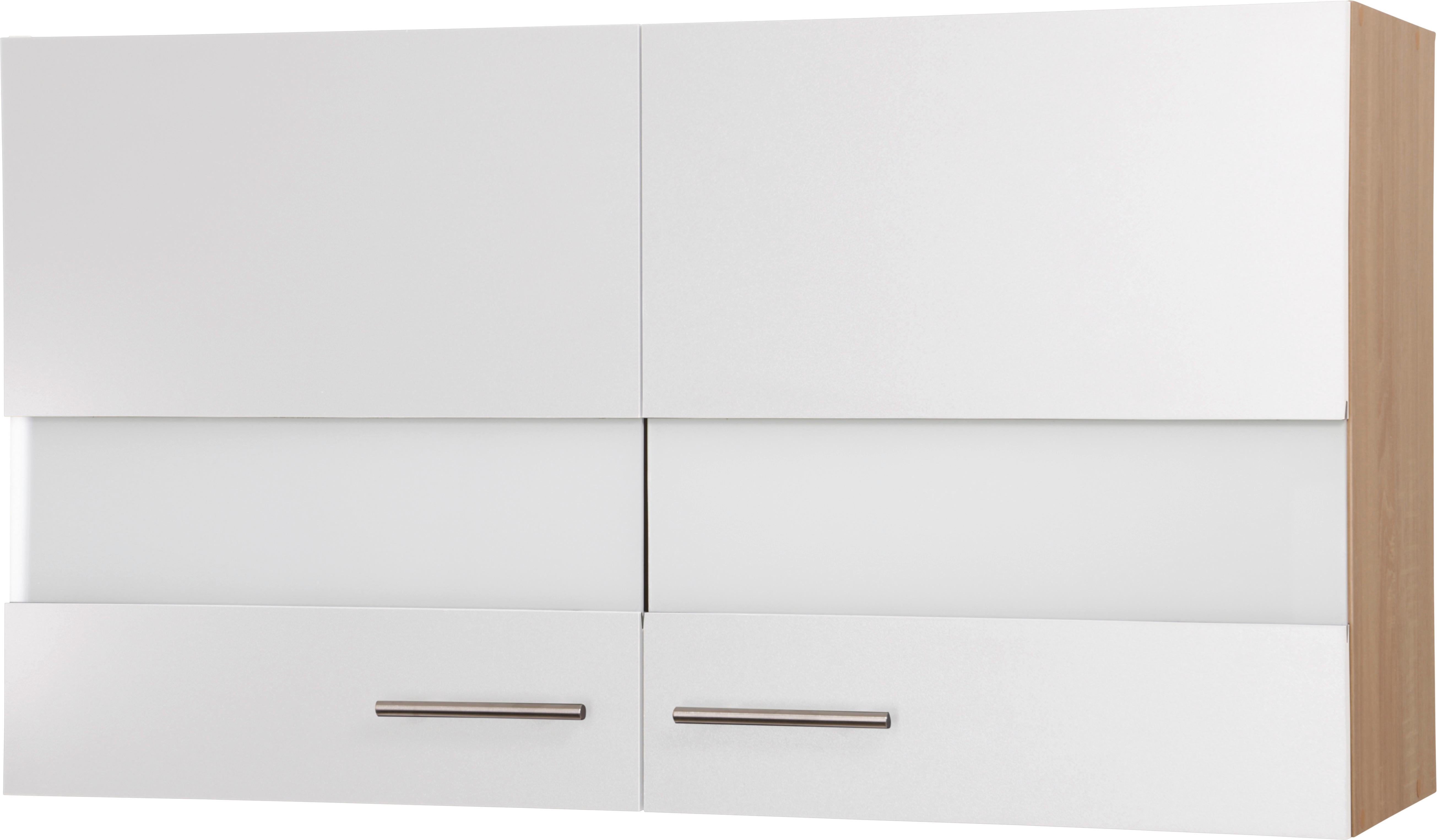 Kuhinjska Zgornja Omarica Merle, Barva Hrasta, Bela - srebrne barve/barve hrasta, Basics, kovina/steklo (100/56,1/34,6cm) - Respekta