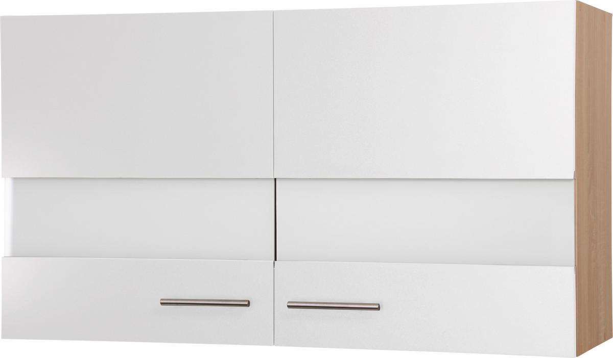 Kuhinjska Zgornja Omarica Merle, Barva Hrasta, Bela - srebrne barve/barve hrasta, Basics, kovina/steklo (100/56,1/34,6cm) - Respekta