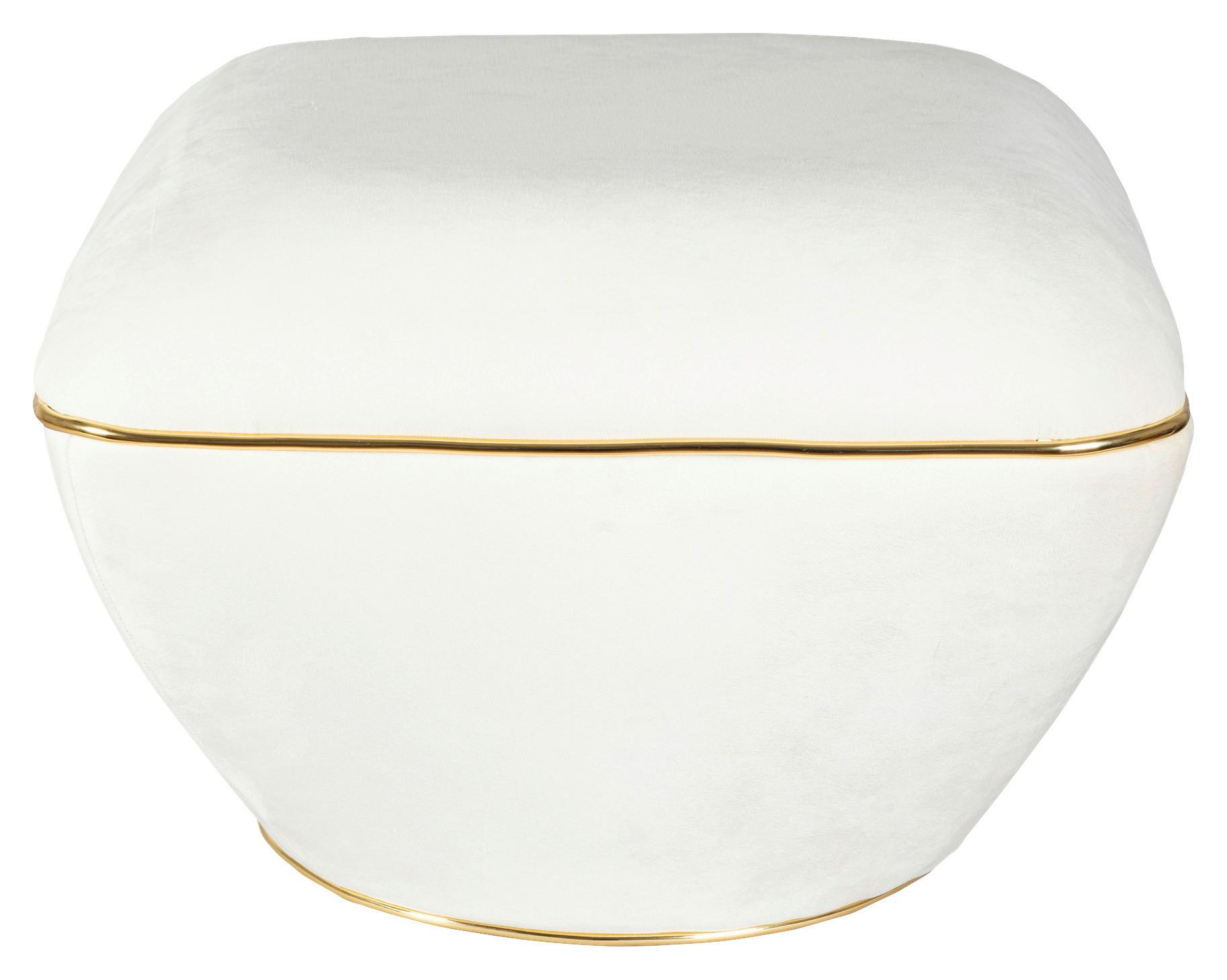 HOCKER CONTESSA 125 - Beige/Goldfarben, Design, Textil/Metall (60/42,5cm) - Kayoom