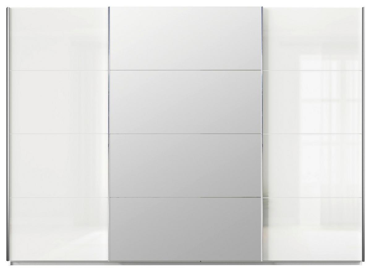 Omara Z Drsnimi Vrati Quadra, Bela - barve kroma/bela, Design, kovina/steklo (315/229/62cm) - Xora