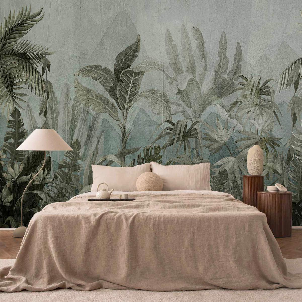 Fototapeta Mountain Jungle, 150x105cm - olivno zelena/žajbljevo zelena, Trendi, tekstil (150/105cm) - artgeist