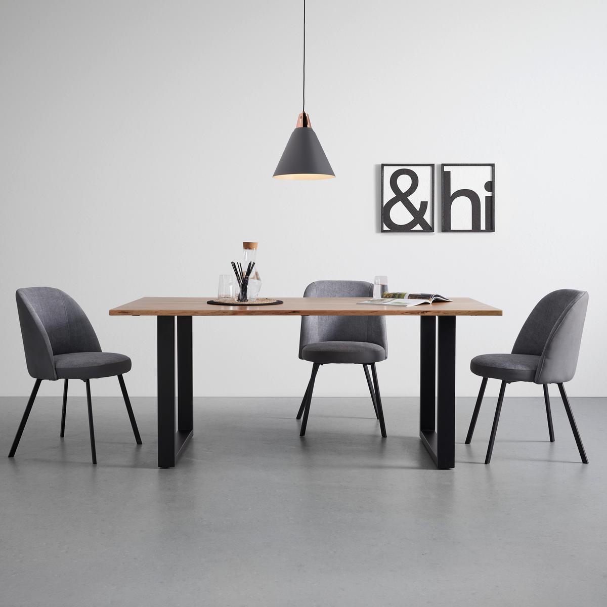 Esstisch Holz, massiv ''Malmo'' ca.180x90 cm, Akazie - Schwarz/Akaziefarben, Modern, Holz/Metall (180/90/76cm) - Bessagi Home