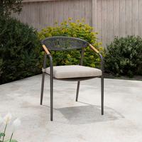 Gartenstuhl Maxi Antrhazit Aluminium - Anthrazit/Beige, MODERN, Holz/Kunststoff (55/80/62cm) - Mömax