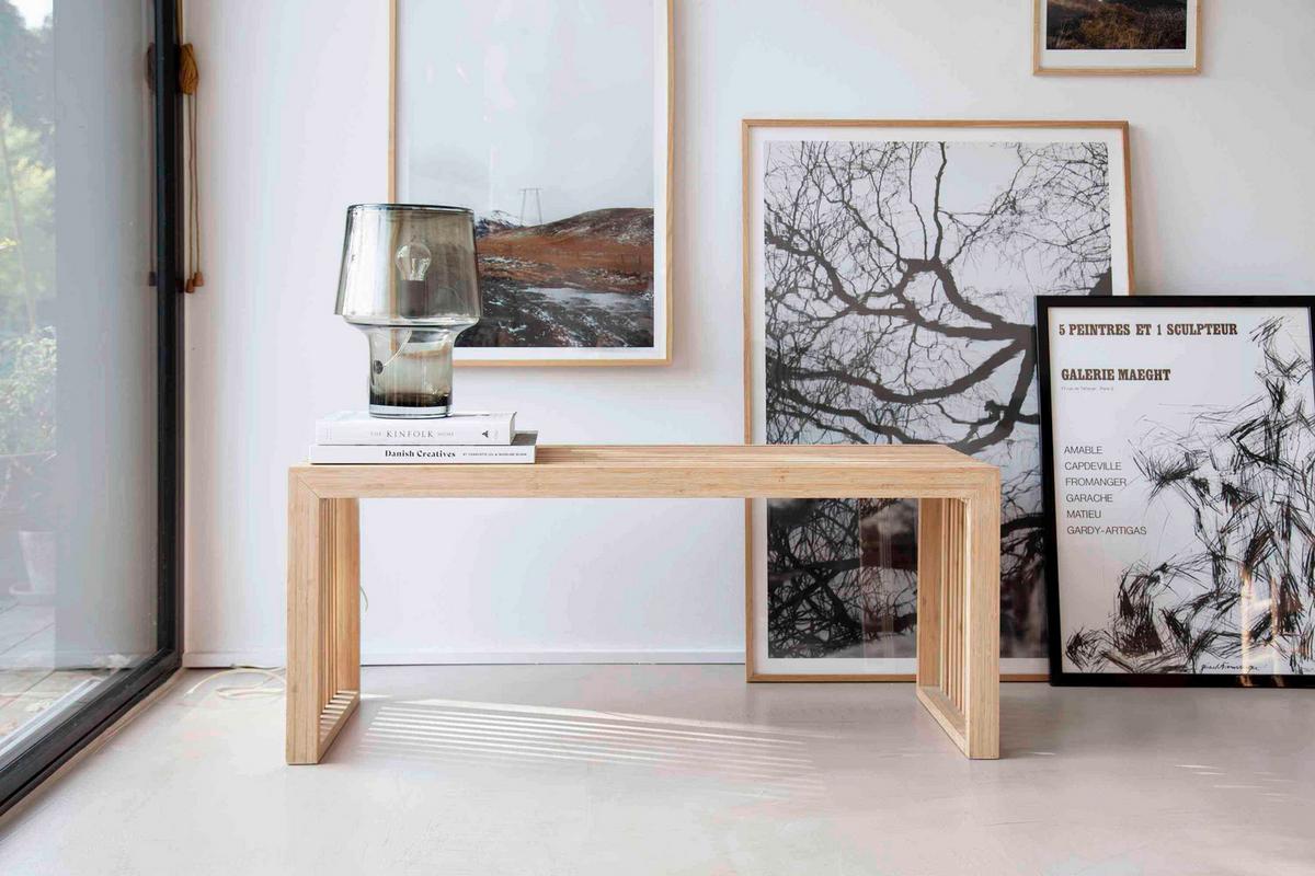 Sitzbank ''Rib'', aus Echtholz, Bambusfarben - Naturfarben, KONVENTIONELL, Holz (104/43/35cm) - MID.YOU