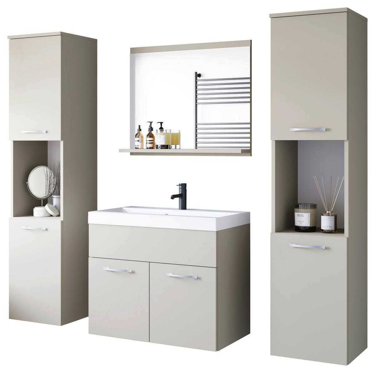 Badmöbel-Set 5-tlg. Montreal XL ca. 120 cm Kaschmir - Kaschmir/Beige, LIFESTYLE, Keramik/Holzwerkstoff (120,4/132,8/35cm) - P & B