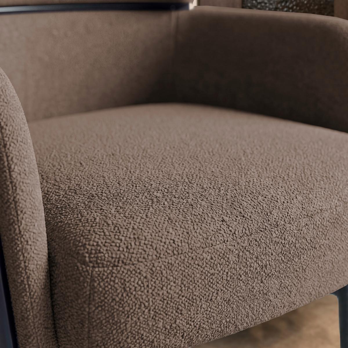 Armlehnstuhl Chloe Braun Webstoff Gepolstert - Schwarz/Braun, MODERN, Textil/Metall (62/79/59,5cm) - Bessagi Home