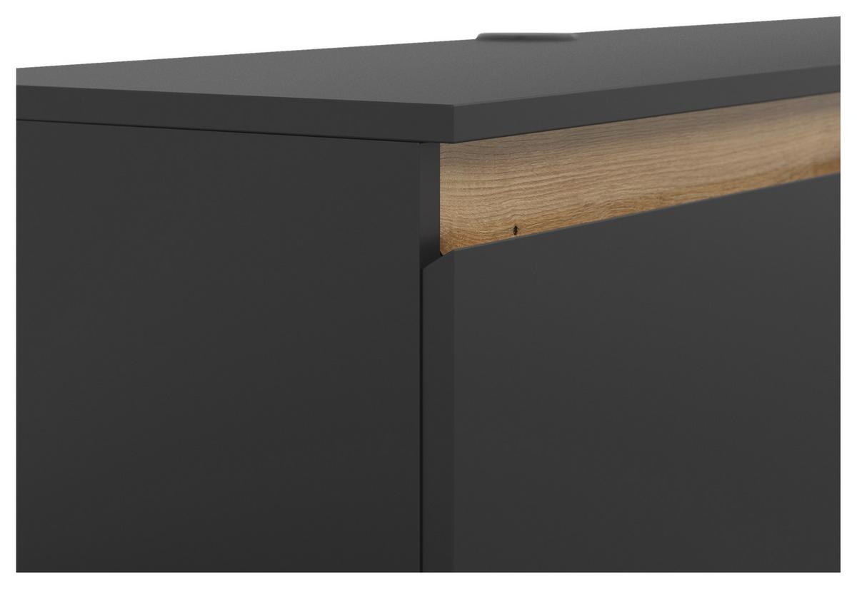 Wohnwand Pascal Schwarz/Eichefarben - Eichefarben/Schwarz, MODERN, Holzwerkstoff (230/160/35cm) - Based