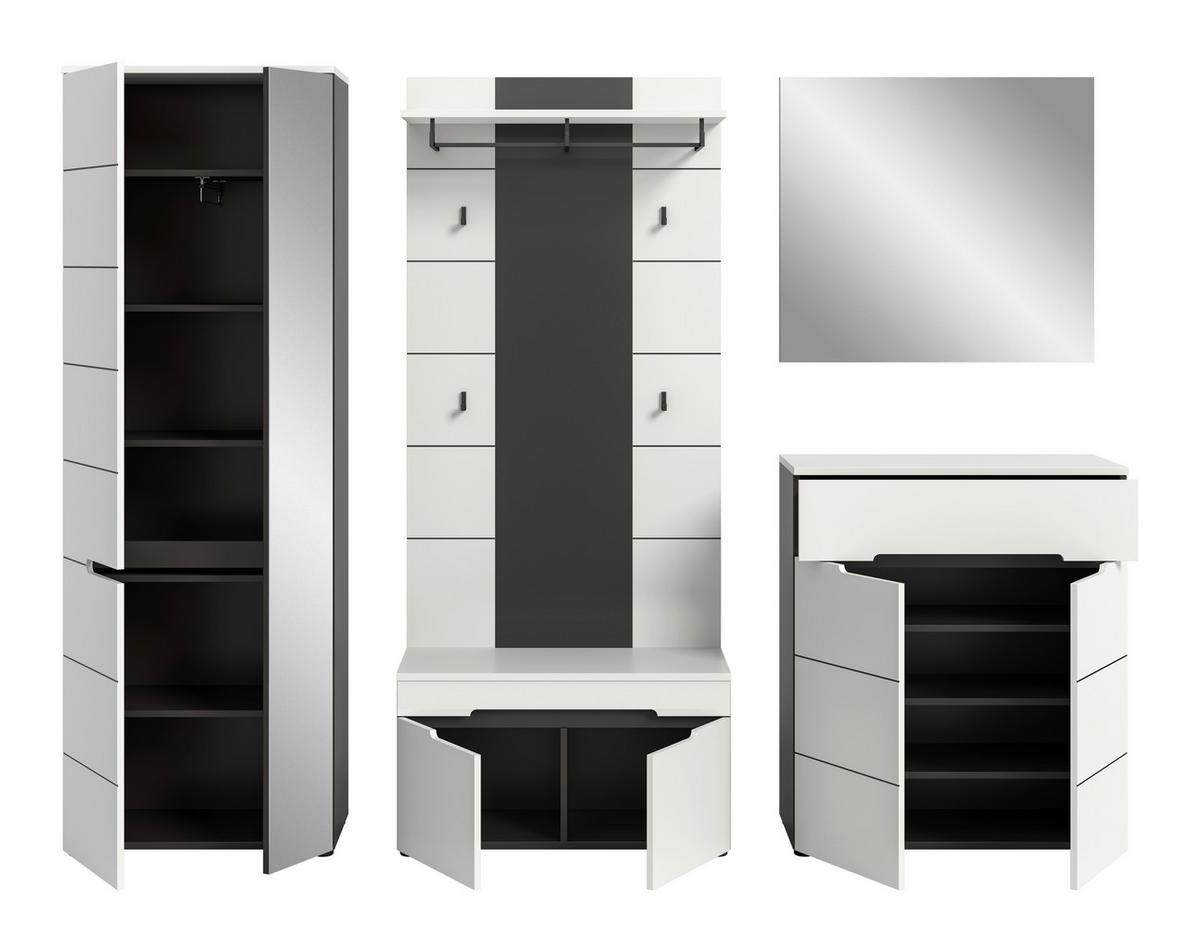 Predsoba Canu, Bela, Siva, 5-Delna - siva/bela, Design, leseni material (255/190/37cm) - Livetastic