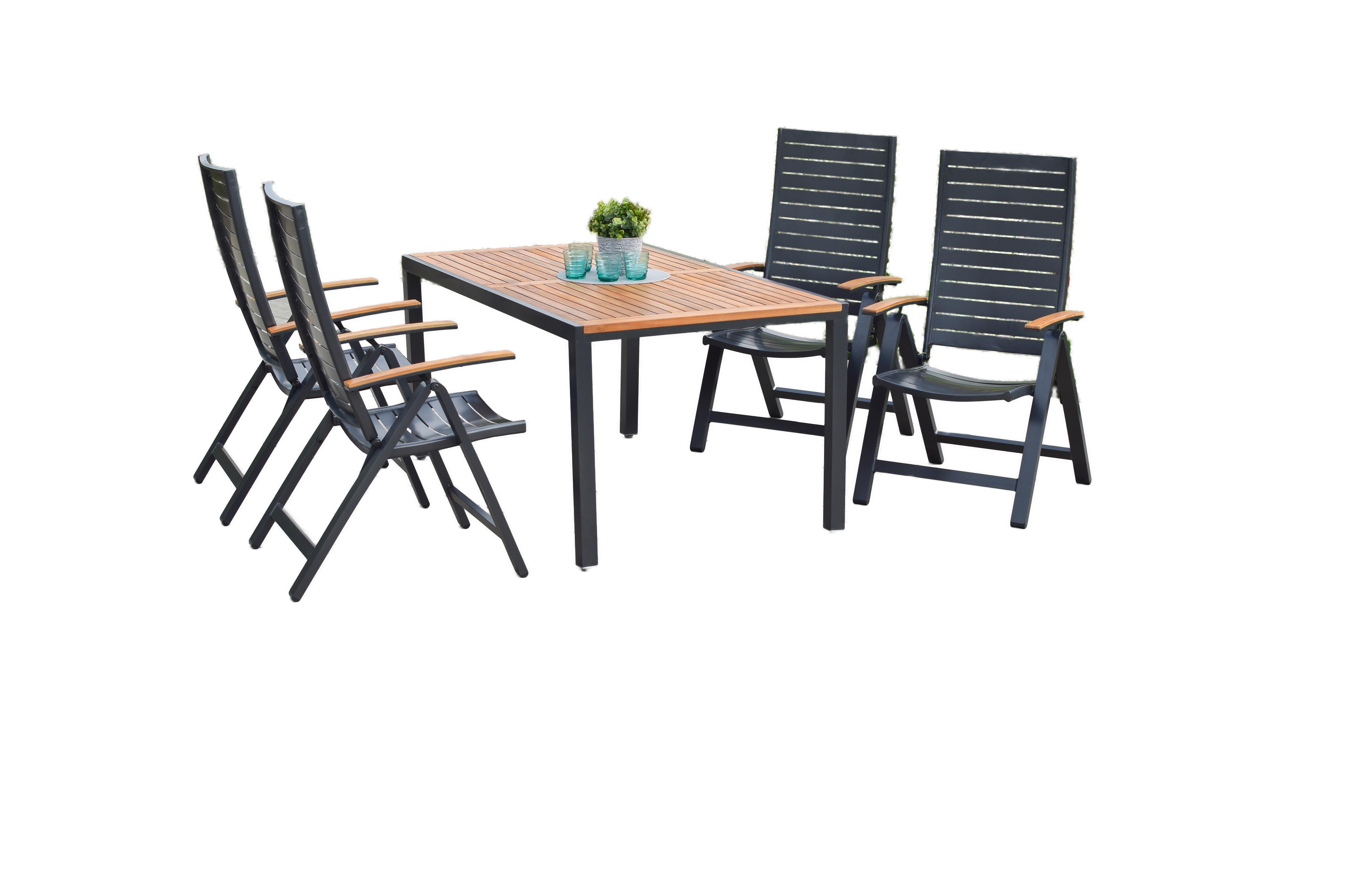 GARTENSET ASTROS - Graphitfarben/Naturfarben, MODERN, Holz/Metall - Gardenson